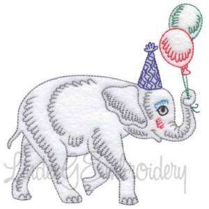 Picture of Elephant with Balloons (4 sizes) Machine Embroidery Design