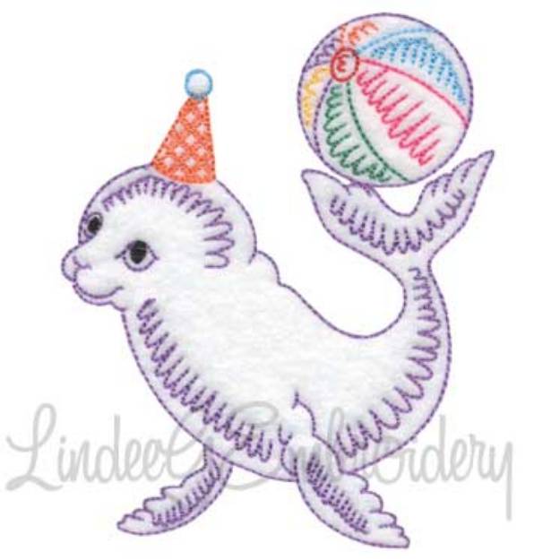 Picture of Seal with Ball on Tail (4 sizes) Machine Embroidery Design