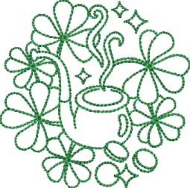 Picture of Pipe & Shamrocks (4 sizes) Machine Embroidery Design