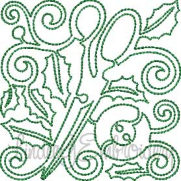 Picture of Scissors with Button & Holly (4 sizes) Machine Embroidery Design