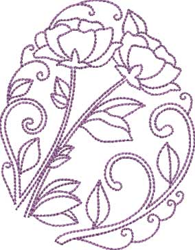 Floral Egg 03 (4 sizes) Machine Embroidery Design