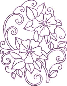 Floral Egg 04 (4 sizes) Machine Embroidery Design