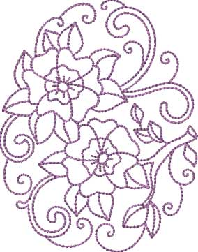 Floral Egg 05 (4 sizes) Machine Embroidery Design