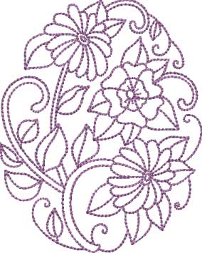 Floral Egg 06 (4 sizes) Machine Embroidery Design