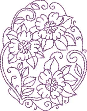 Floral Egg 07 (4 sizes) Machine Embroidery Design