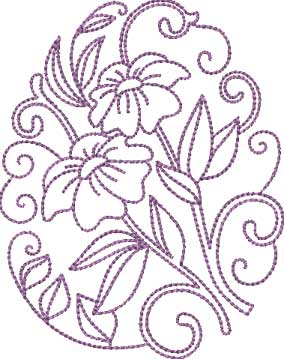 Floral Egg 08 (4 sizes) Machine Embroidery Design
