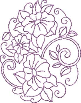 Floral Egg 09 (4 sizes) Machine Embroidery Design