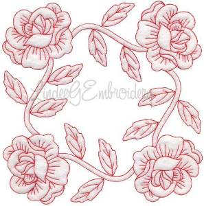 Picture of Rose Redwork  (6.8-in)Machine Embroidery Design