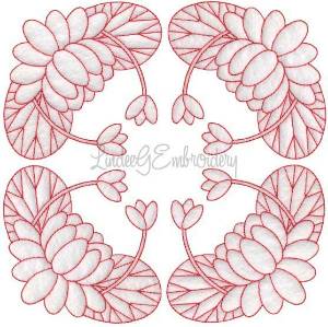 Picture of Water Lily Redwork  (6.8-in)Machine Embroidery Design