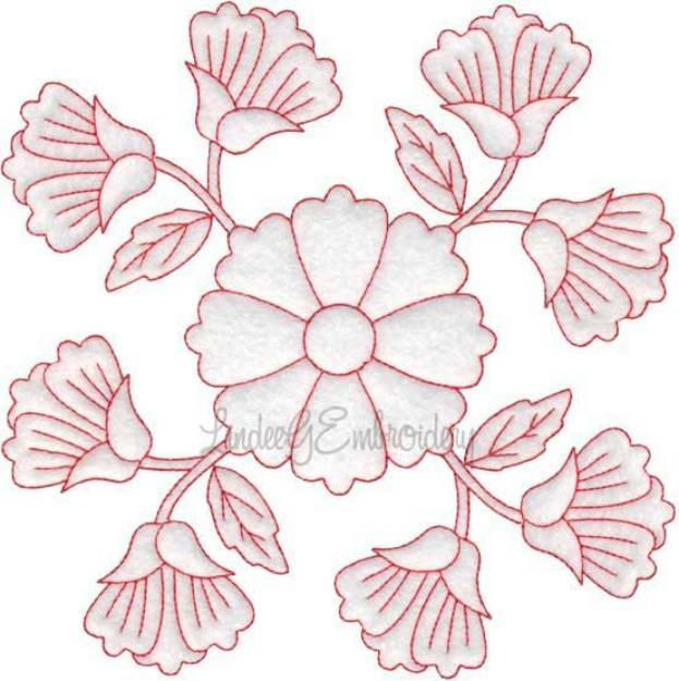 Picture of Cosmos Redwork  (6.8-in)Machine Embroidery Design