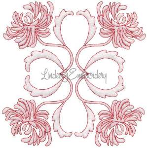 Picture of Chrysanthemum Redwork  (6.8-in)Machine Embroidery Design