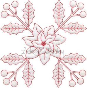 Picture of Holly & Poinsettia Redwork  (6.7-in)Machine Embroidery Design
