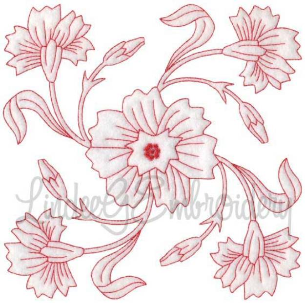 Picture of Carnation Redwork  (6.8-in)Machine Embroidery Design
