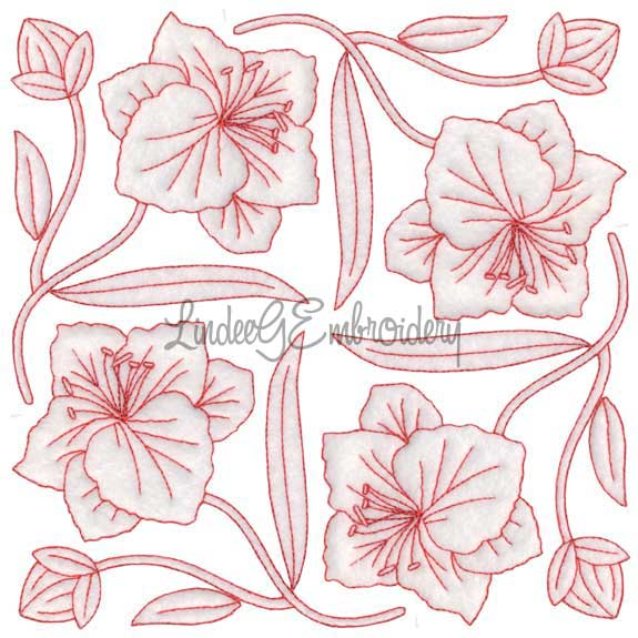 Gladiolus Redwork  (6.8-in)Machine Embroidery Design