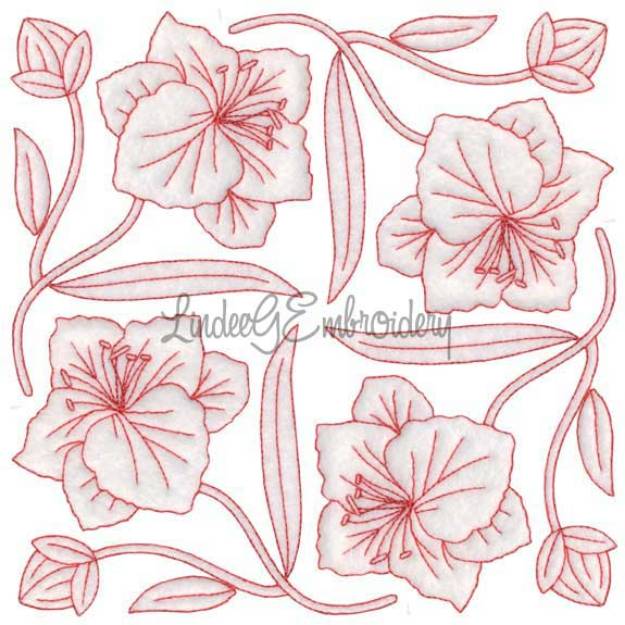 Picture of Gladiolus Redwork  (6.8-in)Machine Embroidery Design