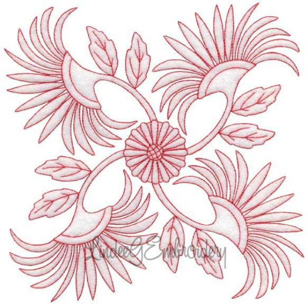 Picture of Aster Redwork  (6.8-in)Machine Embroidery Design