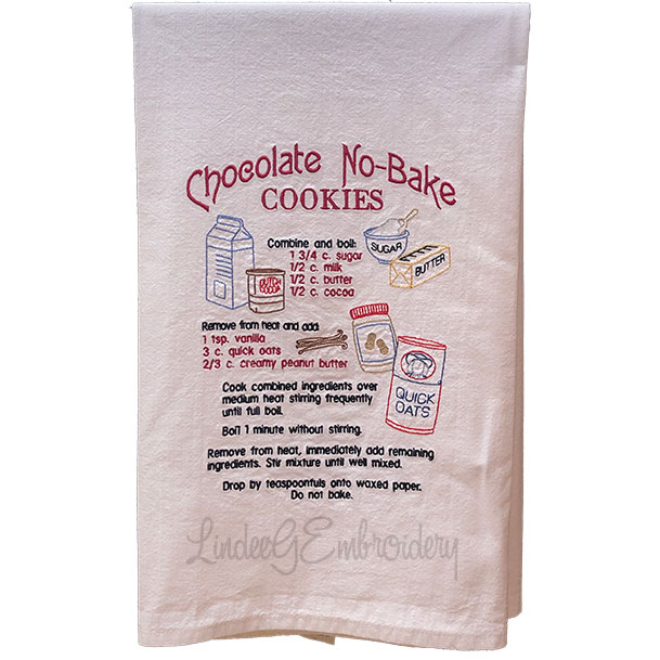 Chocolate No-Bake Cookies Recipe Machine Embroidery Design