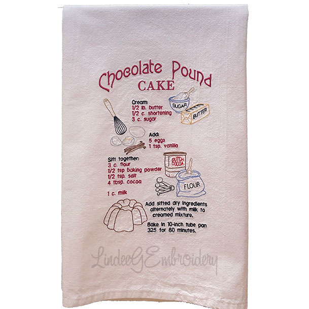 Chocolate Pound Cake Recipe Machine Embroidery Design