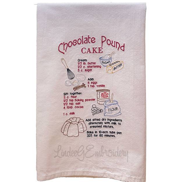 Picture of Chocolate Pound Cake Recipe Machine Embroidery Design