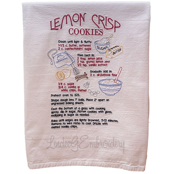Lemon Crisp Cookies Recipe Machine Embroidery Design