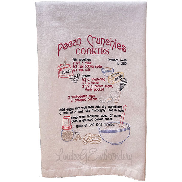 Pecan Crunchies Cookies Recipe Machine Embroidery Design