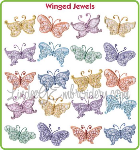Picture of Winged Jewels Embroidery Design Pack