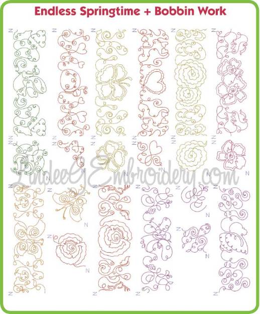 Picture of Endless Springtime + Bobbin Work Embroidery Design Pack
