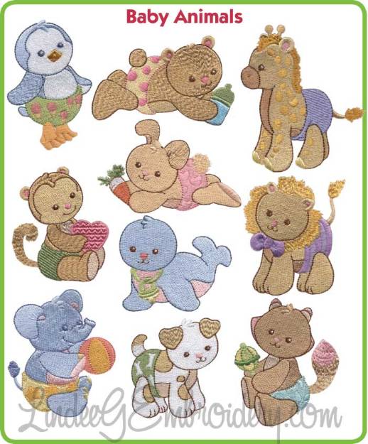 Picture of Baby Animals Embroidery Design Pack