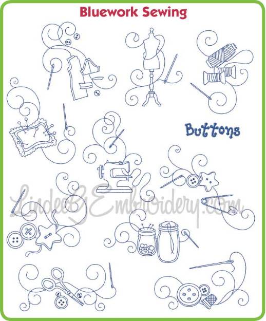 Picture of Bluework Sewing Embroidery Design Pack