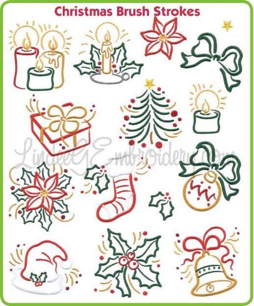 Picture of Christmas Brush Strokes Embroidery Design Pack