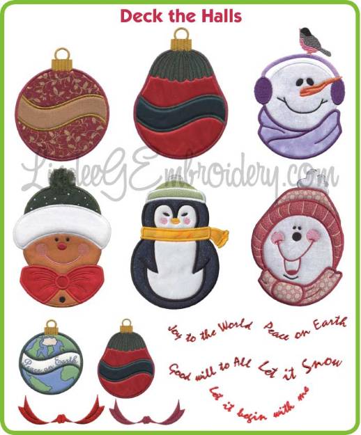 Picture of Deck the Halls Embroidery Design Pack