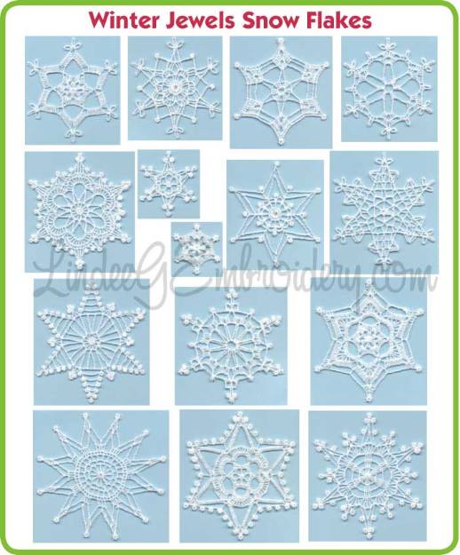 Picture of Winter Jewel Snow Flakes Embroidery Design Pack