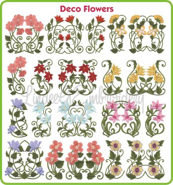 Picture of Deco Flowers Embroidery Design Pack