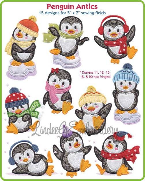 Picture of Penguin Antics Embroidery Design Pack