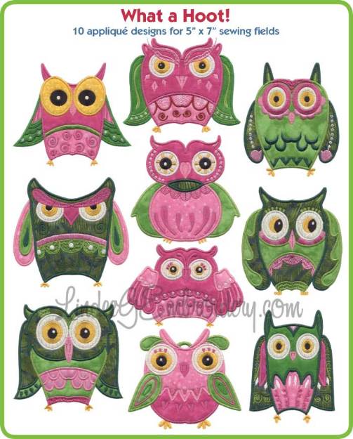 Picture of What a Hoot! Applique Owls Embroidery Design Pack