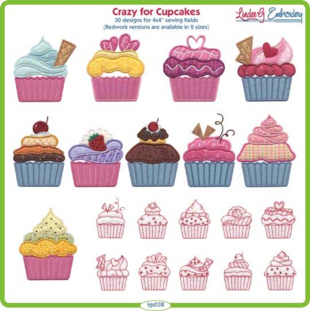 Picture of Crazy for Cupcakes Embroidery Design Pack