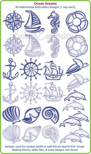 Picture of Ocean Dreams Embroidery Design Pack