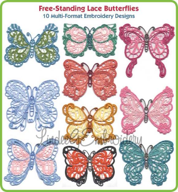 Picture of Free-Standing Lace Butterflies Embroidery Design Pack