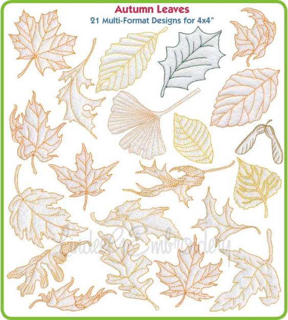 Picture of Autumn Leaves Embroidery Design Pack