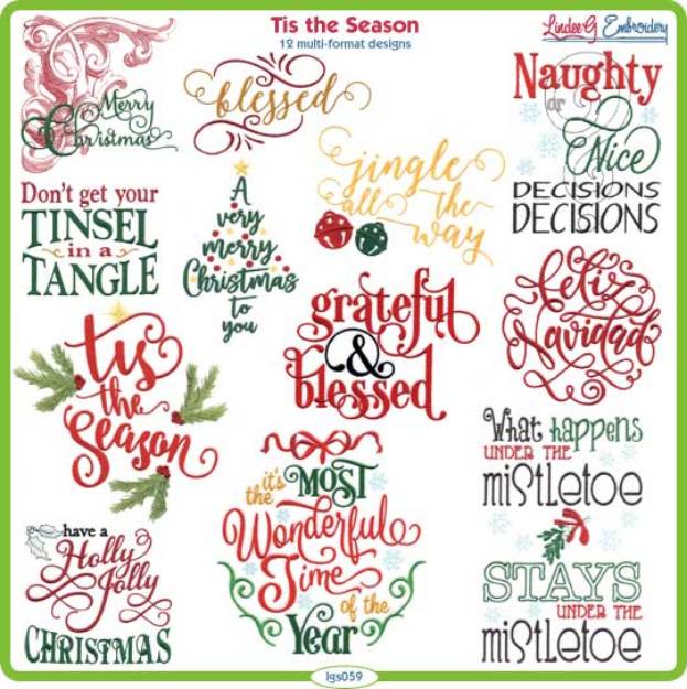 Picture of Tis the Season Embroidery Design Pack