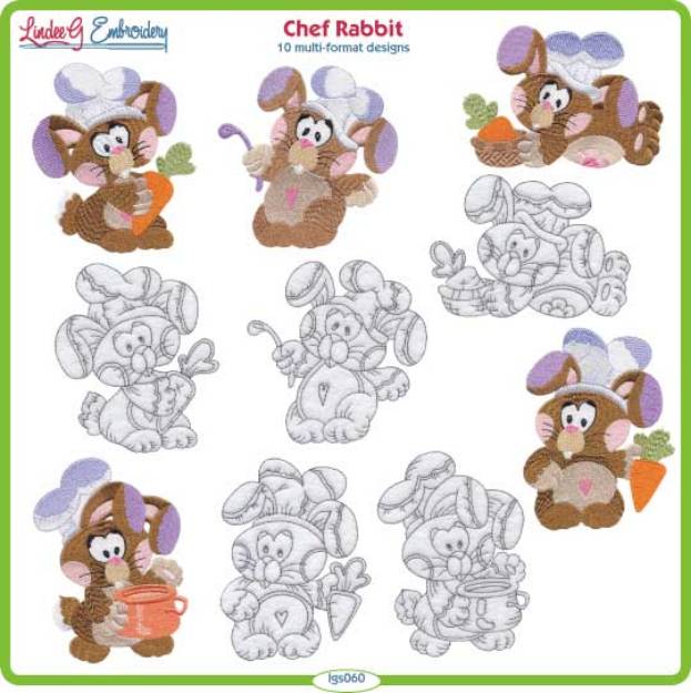 Picture of Cute Chef Rabbits Embroidery Design Pack
