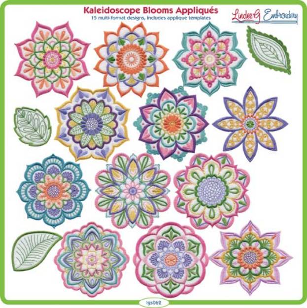 Picture of Kaleidoscope Blooms Applique Embroidery Design Pack
