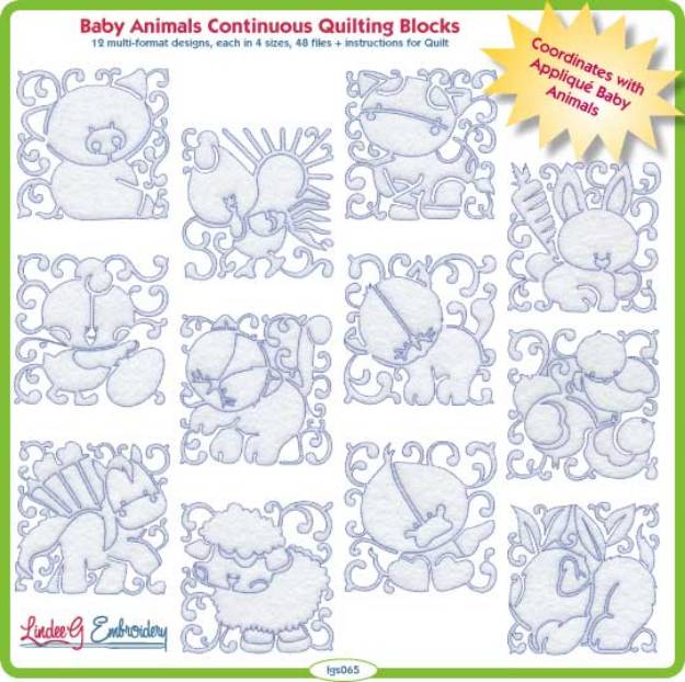 Picture of Quilted Baby Animals Embroidery Design Pack