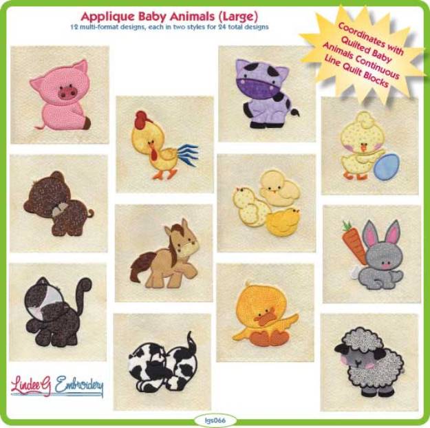 Picture of Applique Baby Animals (Large) Embroidery Design Pack
