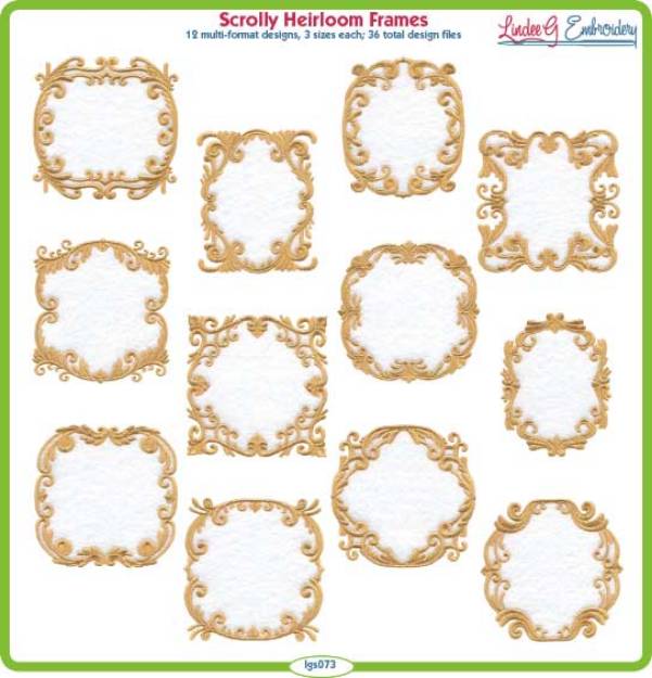 Picture of Scrolly Heirloom Frames Embroidery Design Pack