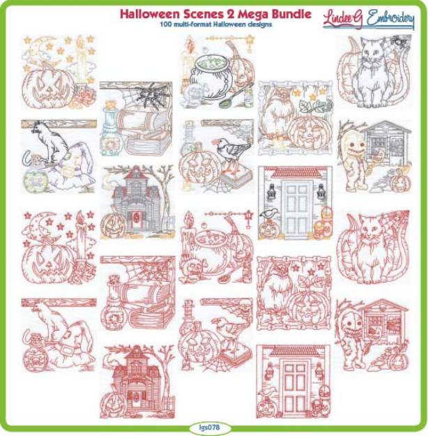 Picture of Halloween Scenes 2 Mega Bundle Combo Embroidery Design Pack
