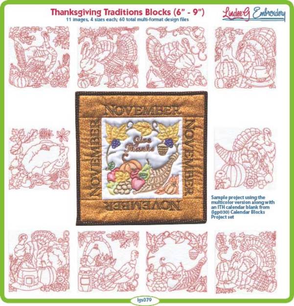 Picture of Thanksgiving Traditions Blocks Bundle Combo Embroidery Design Pack