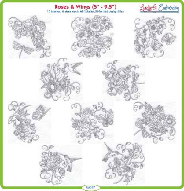 Picture of Roses & Wings Bundle Combo Embroidery Design Pack