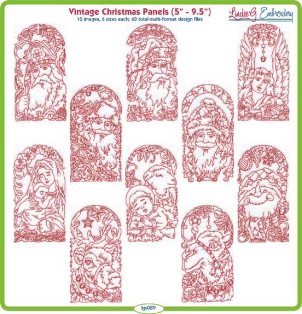 Picture of Vintage Christmas Panels Bundle Combo Embroidery Design Pack