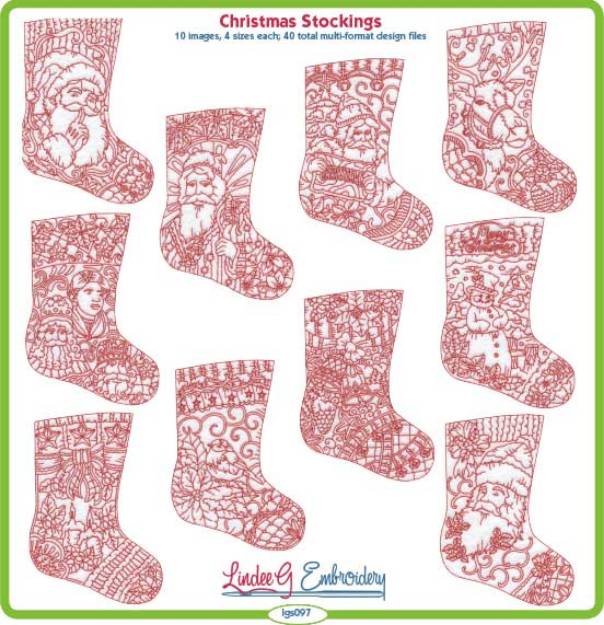 Picture of Christmas Stockings Bundle Combo Embroidery Design Pack
